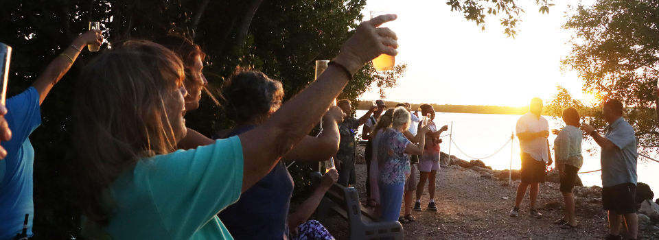 champagne toast at sunset